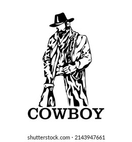 cowboy illustration icon logo design vector	