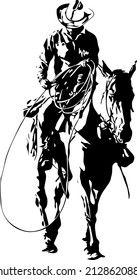 cowboy illustration on top of horse with noose in hands svg