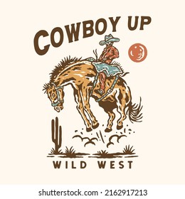 cowboy illustration rodeo vintage wild desert design skull
