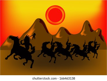 Cowboy and Indian. vector