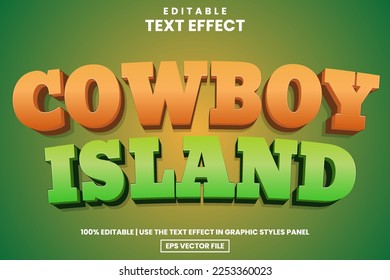 Cowboy island text style, editable text effect template vector illustration