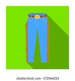 Cowboy jeans icon in flat style isolated on white background. Rodeo symbol stock vector illustration.