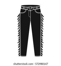 Cowboy jeans icon in monochrome style isolated on white background. Rodeo symbol stock vector illustration.