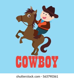Cowboy kid illustration. Kid playing in cowboy costume