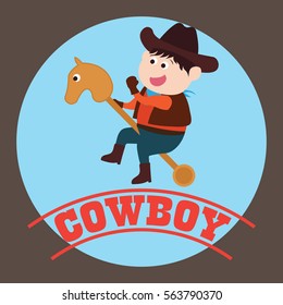 Cowboy kid illustration. Kid playing in cowboy costume