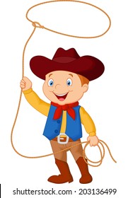 Cowboy Kid Twirling A Lasso