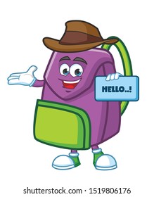 cowboy kids bag cartoon mascot character design vector