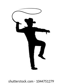 Cowboy with lash silhouette vector