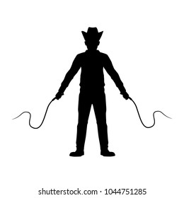 Cowboy with lash silhouette vector