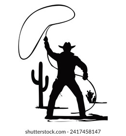 Cowboy with lash silhouette vector