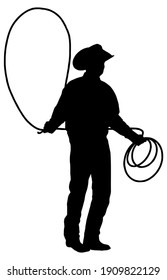 Cowboy with lasso rope silhouette svg
