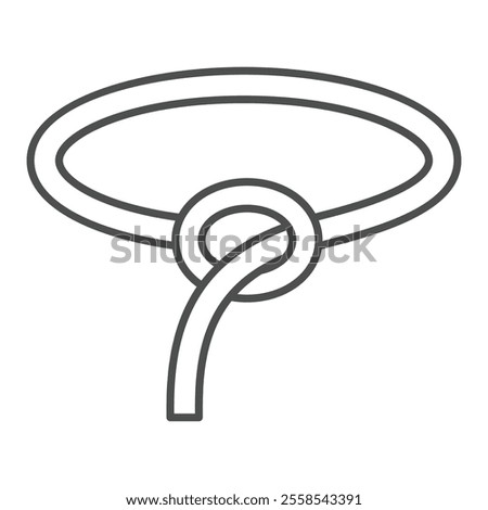 Cowboy lasso tool thin line icon, west deserti concept. Vector graphics. Leather horse whip sign on white background, outline style icon for mobile or web design