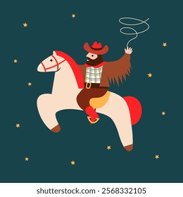 Cowboy with lasso toy. Vector illustration. Wild West