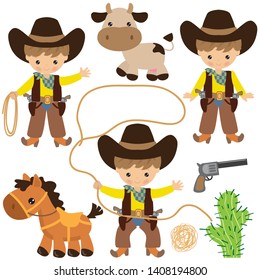 Cowboy with lasso vector cartoon illustration