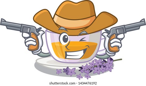 Cowboy lavender tea in the mascot shape