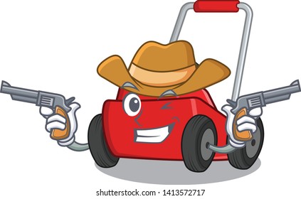 Cowboy lawnmower mascot