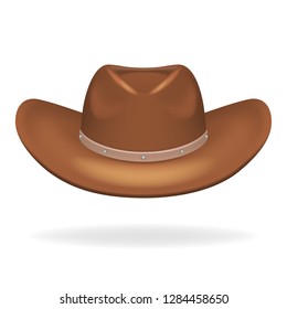 Cowboy leather hat isolated realistic 3d icon design vector illustration