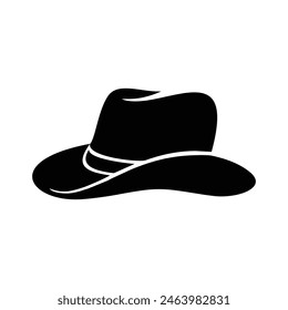 Cowboy Leather Hat, Texas Sheriff Hat silhouette logo design icon vector template