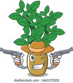 Cowboy lemon balm isolated in the character