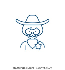 Cowboy line icon concept. Cowboy flat  vector symbol, sign, outline illustration.