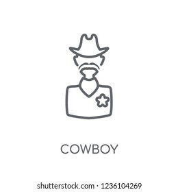 Cowboy linear icon. Modern outline Cowboy logo concept on white background from Desert collection. Suitable for use on web apps, mobile apps and print media.