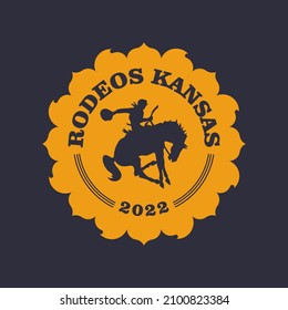 Cowboy logo design. Awesome a cowboy logo. A rodeos Kansas cowboy logotype.