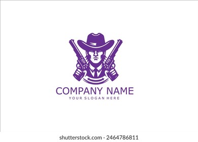 Cowboy-Logo-Design-Vektorgrafik mit Konzeptstil für Abzeichen, Emblem und T-Shirt-Druck. Sheriff Head Illustration.