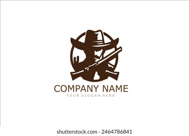 cowboy logo design vector with concept style for badge, emblem and tshirt printing. sheriff head illustration.