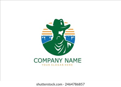 cowboy logo design vector with concept style for badge, emblem and tshirt printing. sheriff head illustration.