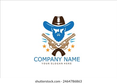cowboy logo design vector with concept style for badge, emblem and tshirt printing. sheriff head illustration.