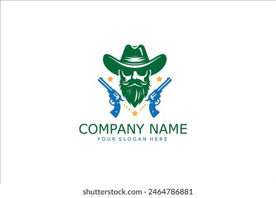 cowboy logo design vector with concept style for badge, emblem and tshirt printing. sheriff head illustration.