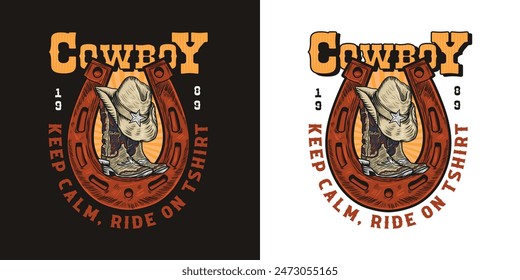 Cowboy Logo type Vector Illustration. Cowboy clothes for sports festival participation vector illustration.