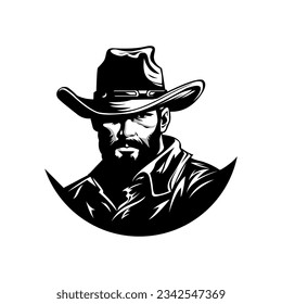 cowboy logo vector illustration black and white