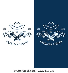 vectores de logo de cowboy con plantilla de eslogan