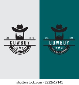 cowboy logo vector with slogan template