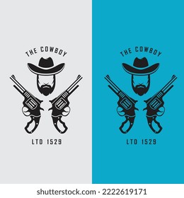 vectores de logo de cowboy con plantilla de eslogan