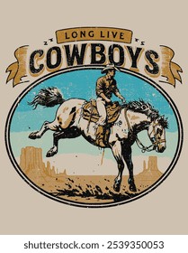 COWBOY LONG LIVE GRAFIK FÜR T-SHIRT UND SWEATSHIRT