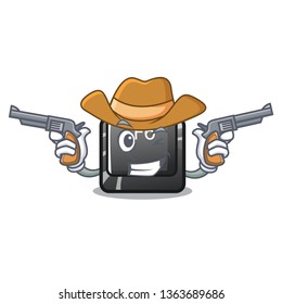 Cowboy longest F6 button on cartoon computer