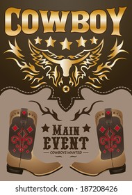 Cowboy Main Event poster with boots template