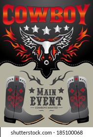 Cowboy main event poster vector - card - invitation template