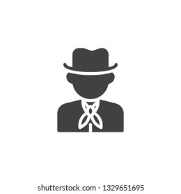 Cowboy man avatar vector icon. filled flat sign for mobile concept and web design. Man in cowboy hat glyph icon. Faceless people avatar symbol, logo illustration. Pixel perfect vector graphics