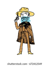 Cowboy man character. Vector illustration.