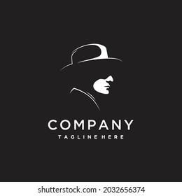 Cowboy the man of detective logo design icon vector