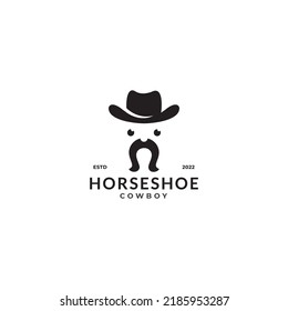 cowboy man and horse head portrait vector design.