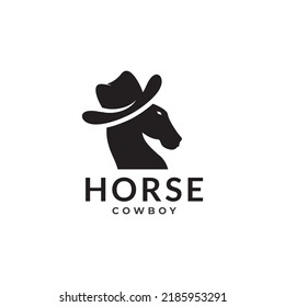 cowboy man and horse head portrait vector design.