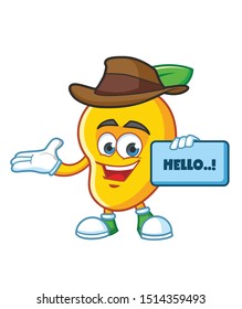 cowboy mango mascot character vector design