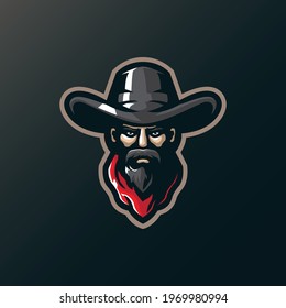 Cowboy mascot logo design vector with modern illustration concept style for badge, emblem and t shirt printing. Cowboy head illustration.