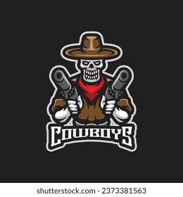 Cowboy mascot logo design vector with modern illustration concept style for badge, emblem and t shirt printing. Skull cowboy illustration for sport and esport team.