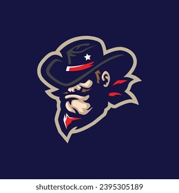 Cowboy mascot logo design vector with modern illustration concept style for badge, emblem and t shirt printing. Cowboy head illustration.