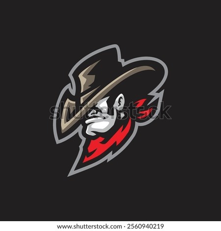 Cowboy mascot logo design vector. Cowboy head illustration.